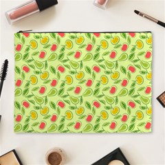 Vector Fruits Pattern, Pastel Colors, Yellow Background Cosmetic Bag (xl) by Casemiro