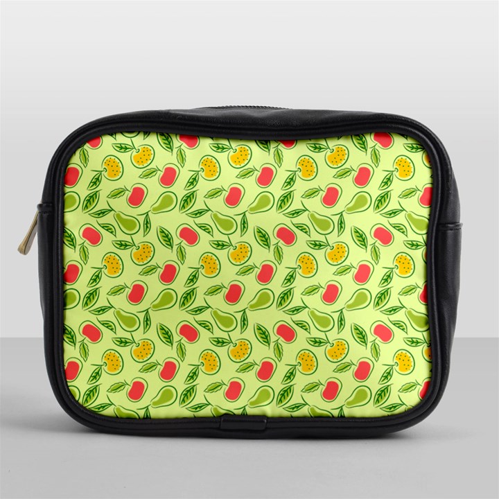 Vector Fruits pattern, pastel colors, yellow background Mini Toiletries Bag (One Side)