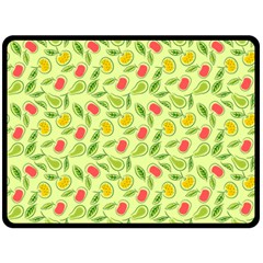 Vector Fruits Pattern, Pastel Colors, Yellow Background Fleece Blanket (large) 