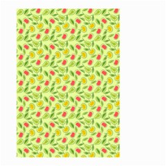 Vector Fruits Pattern, Pastel Colors, Yellow Background Small Garden Flag (two Sides) by Casemiro