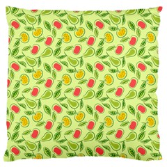 Vector Fruits Pattern, Pastel Colors, Yellow Background Large Cushion Case (two Sides) by Casemiro