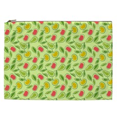 Vector Fruits Pattern, Pastel Colors, Yellow Background Cosmetic Bag (xxl) by Casemiro