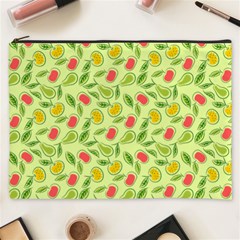 Vector Fruits Pattern, Pastel Colors, Yellow Background Cosmetic Bag (xxxl) by Casemiro