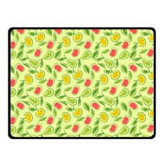 Vector Fruits Pattern, Pastel Colors, Yellow Background Double Sided Fleece Blanket (small)  by Casemiro