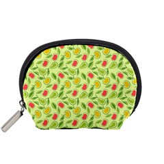 Vector Fruits Pattern, Pastel Colors, Yellow Background Accessory Pouch (small) by Casemiro