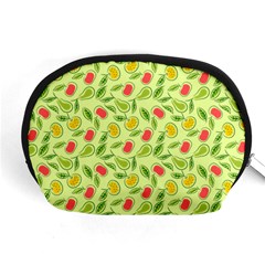 Vector Fruits Pattern, Pastel Colors, Yellow Background Accessory Pouch (medium) by Casemiro