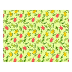 Vector Fruits Pattern, Pastel Colors, Yellow Background Double Sided Flano Blanket (large)  by Casemiro