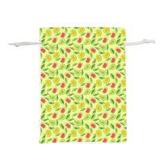 Vector Fruits Pattern, Pastel Colors, Yellow Background Lightweight Drawstring Pouch (m) by Casemiro