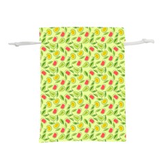 Vector Fruits Pattern, Pastel Colors, Yellow Background Lightweight Drawstring Pouch (l) by Casemiro