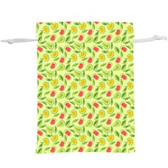 Vector Fruits Pattern, Pastel Colors, Yellow Background  Lightweight Drawstring Pouch (xl) by Casemiro