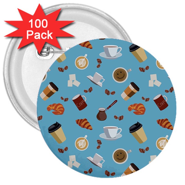 Coffee Time 3  Buttons (100 pack) 