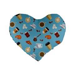 Coffee Time Standard 16  Premium Heart Shape Cushions by SychEva