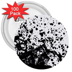 Black And White Abstract Liquid Design 3  Buttons (100 Pack) 