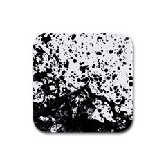 Black And White Abstract Liquid Design Rubber Square Coaster (4 Pack)  by dflcprintsclothing