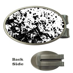 Black And White Abstract Liquid Design Money Clips (oval) 