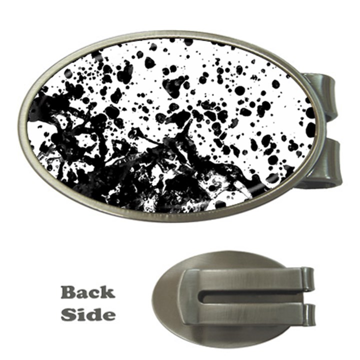 Black And White Abstract Liquid Design Money Clips (Oval) 