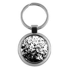 Black And White Abstract Liquid Design Key Chain (round) by dflcprintsclothing