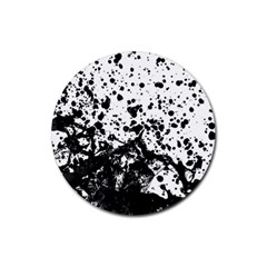 Black And White Abstract Liquid Design Rubber Round Coaster (4 Pack)  by dflcprintsclothing