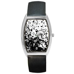 Black And White Abstract Liquid Design Barrel Style Metal Watch by dflcprintsclothing