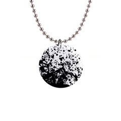 Black And White Abstract Liquid Design 1  Button Necklace by dflcprintsclothing