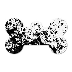 Black And White Abstract Liquid Design Dog Tag Bone (two Sides)