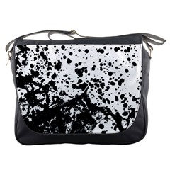 Black And White Abstract Liquid Design Messenger Bag by dflcprintsclothing