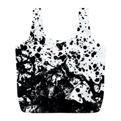 Black And White Abstract Liquid Design Full Print Recycle Bag (l)