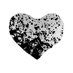 Black And White Abstract Liquid Design Standard 16  Premium Flano Heart Shape Cushions by dflcprintsclothing