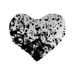 Black And White Abstract Liquid Design Standard 16  Premium Flano Heart Shape Cushions Back