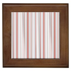 Salmon And Grey Linear Design Framed Tile