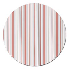 Salmon And Grey Linear Design Magnet 5  (round) by dflcprintsclothing