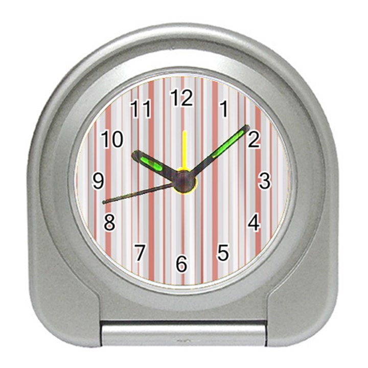 Salmon And Grey Linear Design Travel Alarm Clock