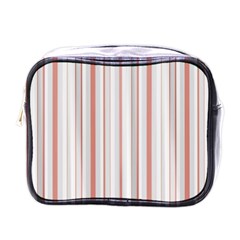 Salmon And Grey Linear Design Mini Toiletries Bag (one Side) by dflcprintsclothing