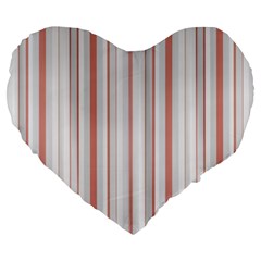 Salmon And Grey Linear Design Large 19  Premium Heart Shape Cushions