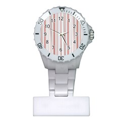 Salmon And Grey Linear Design Plastic Nurses Watch by dflcprintsclothing