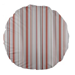 Salmon And Grey Linear Design Large 18  Premium Flano Round Cushions by dflcprintsclothing