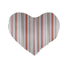 Salmon And Grey Linear Design Standard 16  Premium Flano Heart Shape Cushions