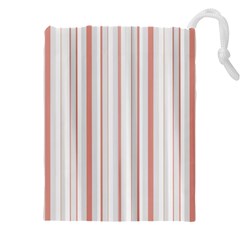 Salmon And Grey Linear Design Drawstring Pouch (5xl)