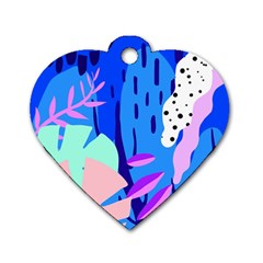 Aquatic Surface Patterns Dog Tag Heart (Two Sides)