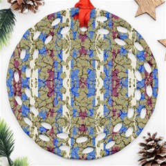 Ornament Striped Textured Colored Pattern Ornament (round Filigree)