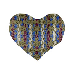 Ornament Striped Textured Colored Pattern Standard 16  Premium Flano Heart Shape Cushions by dflcprintsclothing