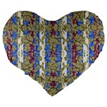 Ornament Striped Textured Colored Pattern Large 19  Premium Flano Heart Shape Cushions Back