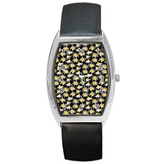 White Floral Love Barrel Style Metal Watch by designsbymallika