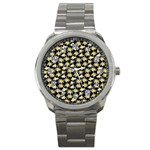 White Floral Love Sport Metal Watch Front