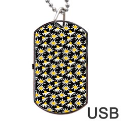 White Floral Love Dog Tag Usb Flash (two Sides) by designsbymallika