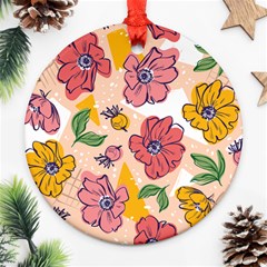 Cartoon Flowers Ornament (round) by designsbymallika