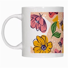 Cartoon Flowers White Mugs by designsbymallika