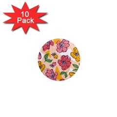 Cartoon Flowers 1  Mini Magnet (10 Pack)  by designsbymallika