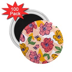 Cartoon Flowers 2 25  Magnets (100 Pack)  by designsbymallika