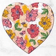 Cartoon Flowers Jigsaw Puzzle (heart) by designsbymallika